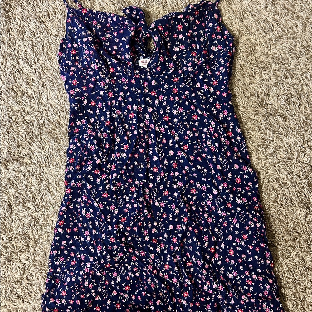 Mossimo Supply Co. Navy and Pink Floral Key Hole Dress